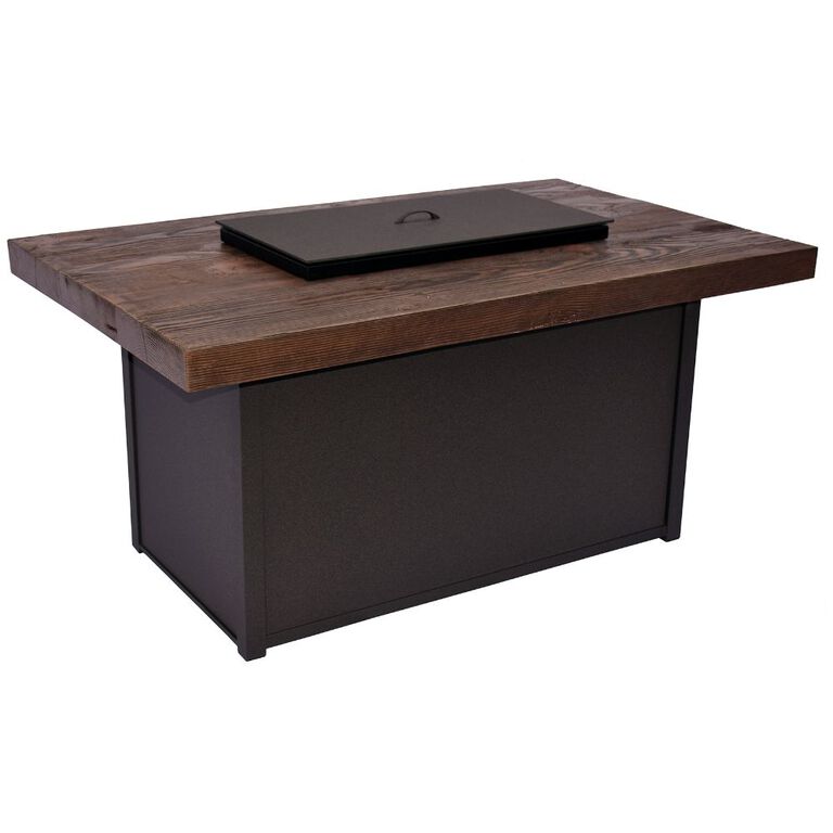 Rectangular Metal and Timber Patio Fire Pit