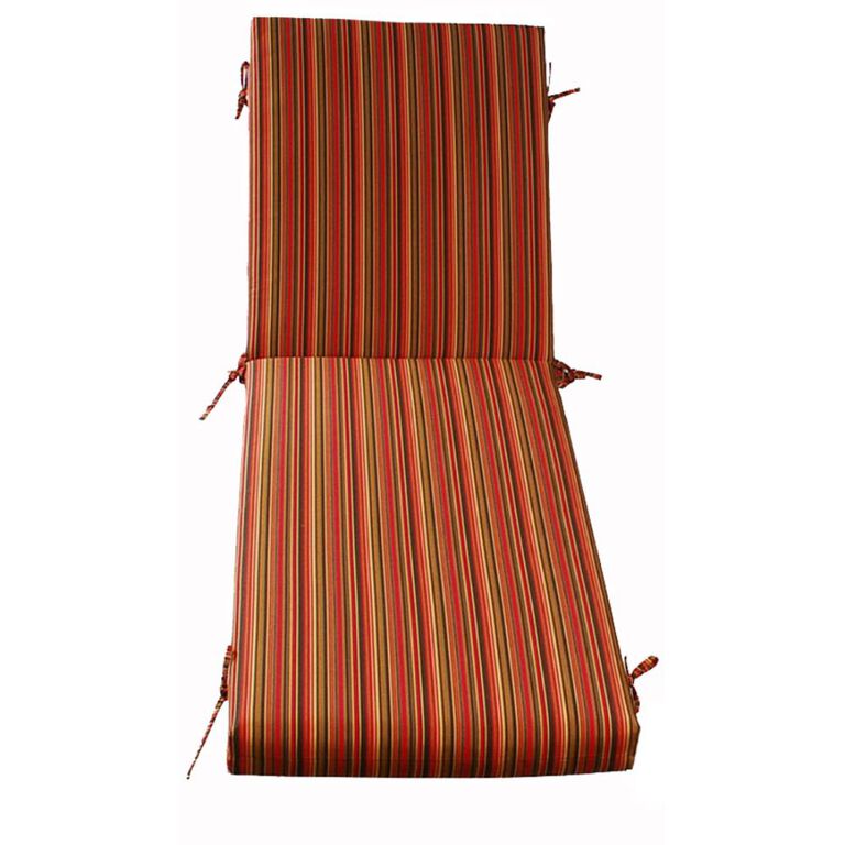 Chaise Cushion with Tie-ons with orange, green and yellow Stripes