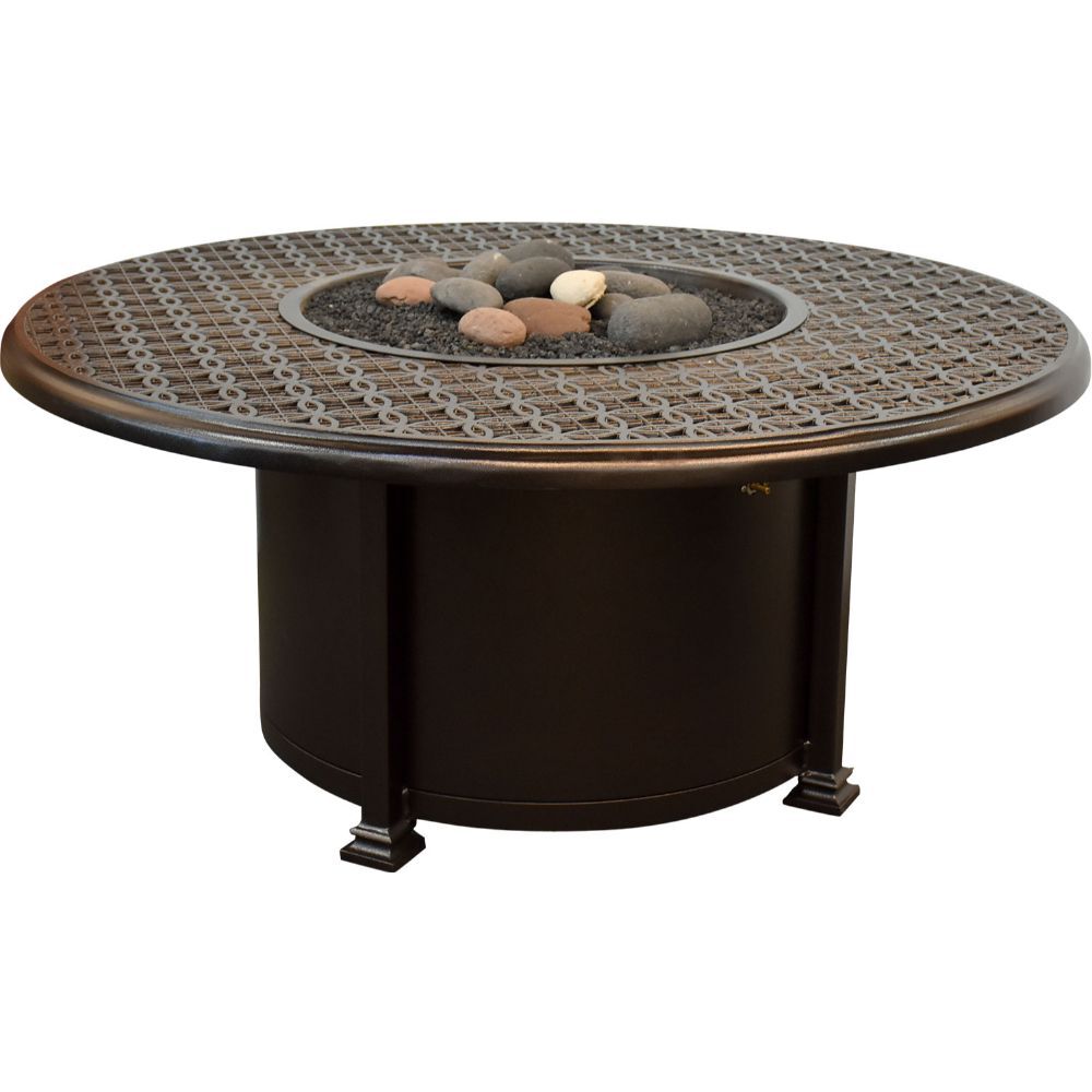 Round Metal Patio Fire Pit with Rocks
