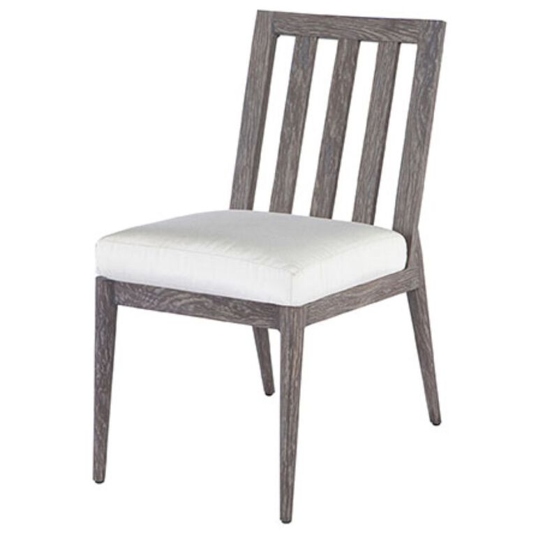 Light Grey armless Patio Chair with White cushion