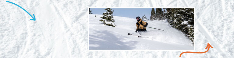Skier in pow on a sunny day
