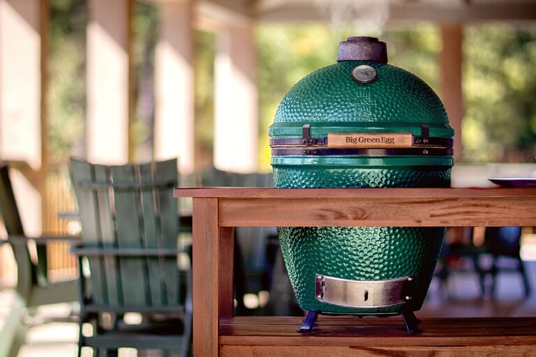 Big Green Egg Ceramic Grill on Patio
