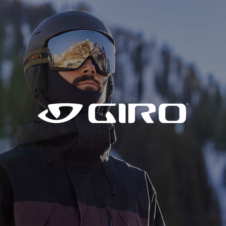 Man wearing Giro helmet and goggles
