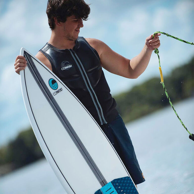 Wakesurfer holding board