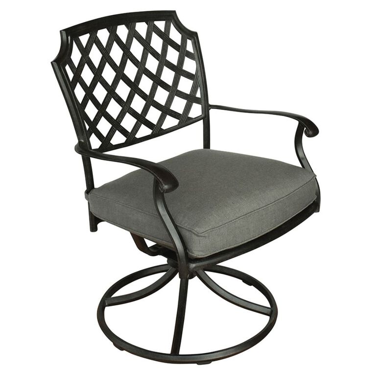Patio Chair with Grey Cushion and Swivel, Rocking Base