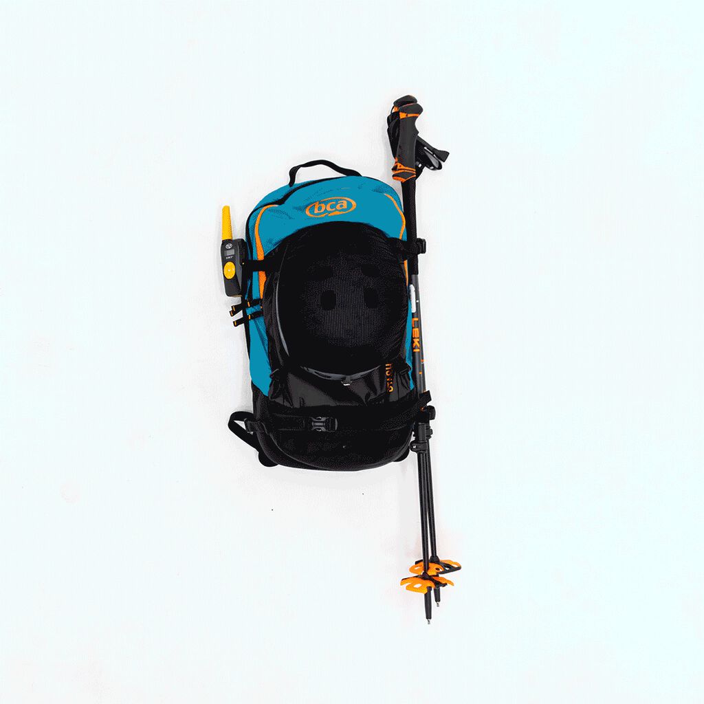 GIF of backcountry gear being packed into a backpack