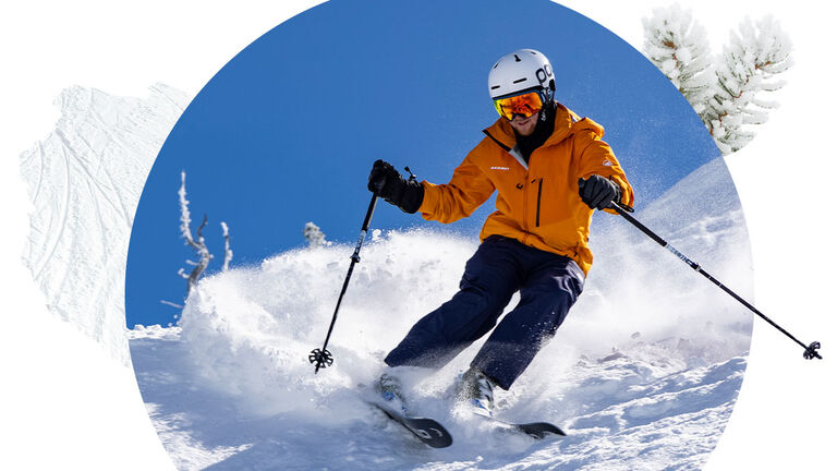 Skier slashing pow