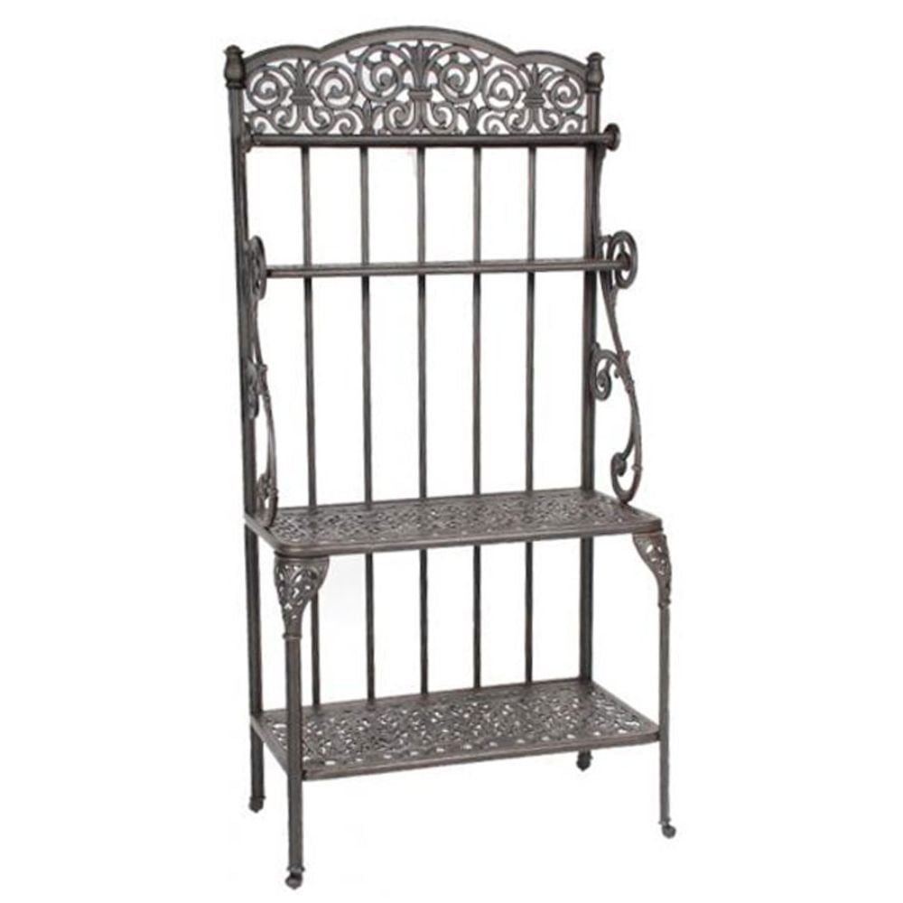 Cast Iron 2 shelf Bakers Rack with Intricate top design
