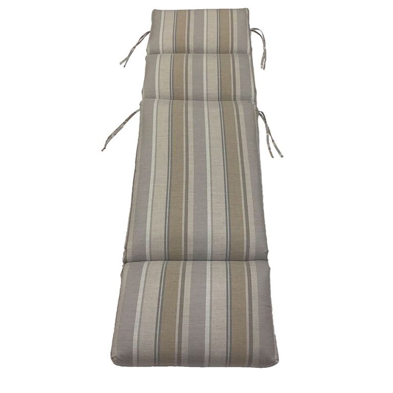 Folding Chaise Cushion with Tie-ons in Brown, and grey stripes