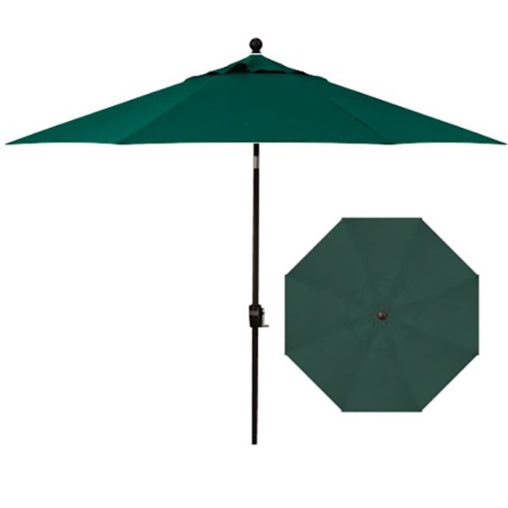 Dark Green Patio Umbrella with Side and Top View