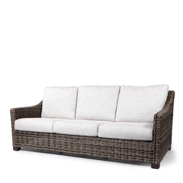 Wicker 3-seat Patio Sofa with WhiteCushions