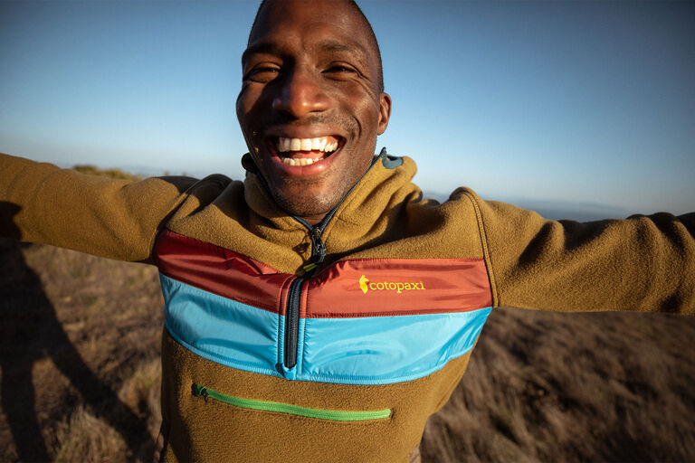 Man enjoying being outside with a big smile