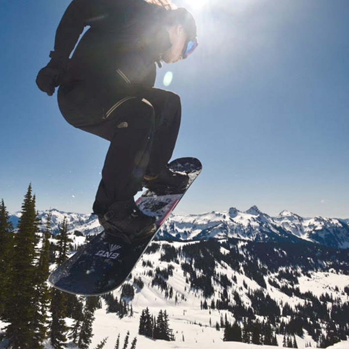 snowboarder catching air
