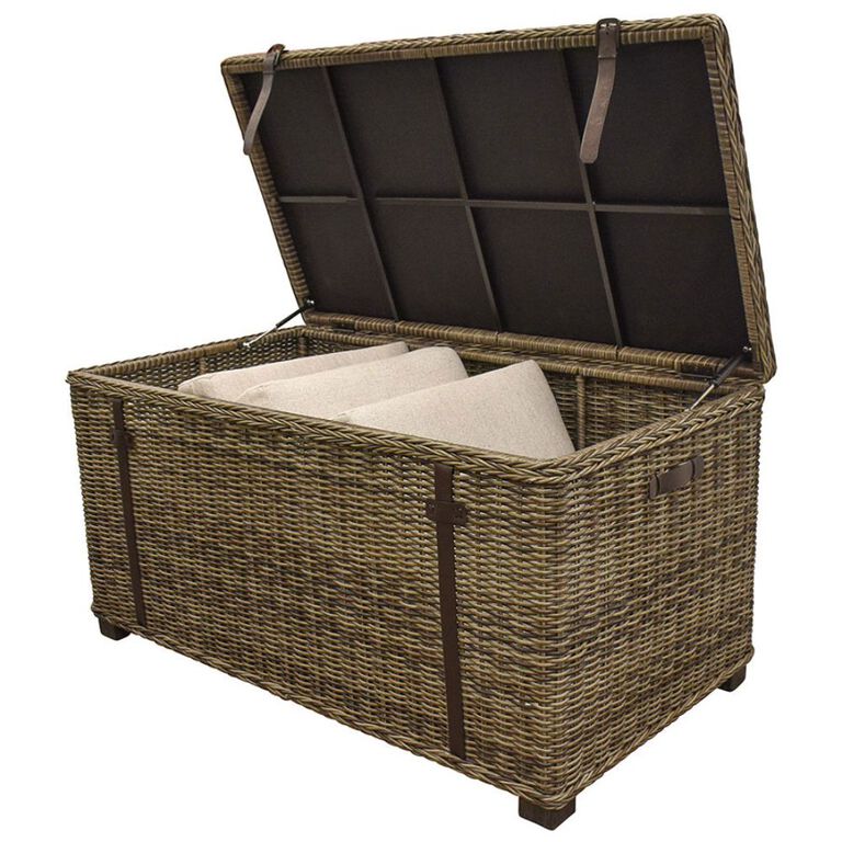 Wicker Patio Cushion Storage Chest