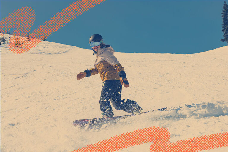 Snowboarder making toeside turn