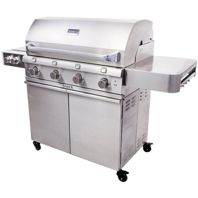 Large Stainless Steel Grill with Side Burners