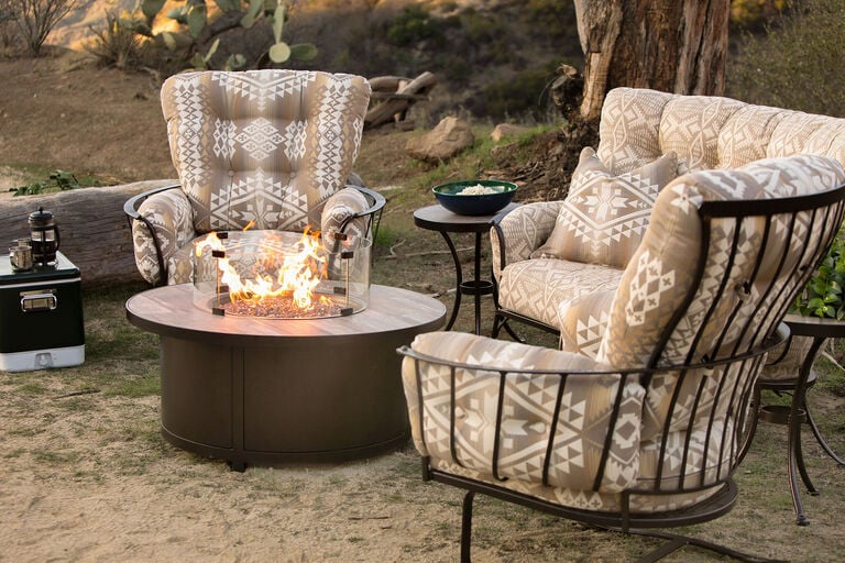 Patio fire pit with lounge furniture