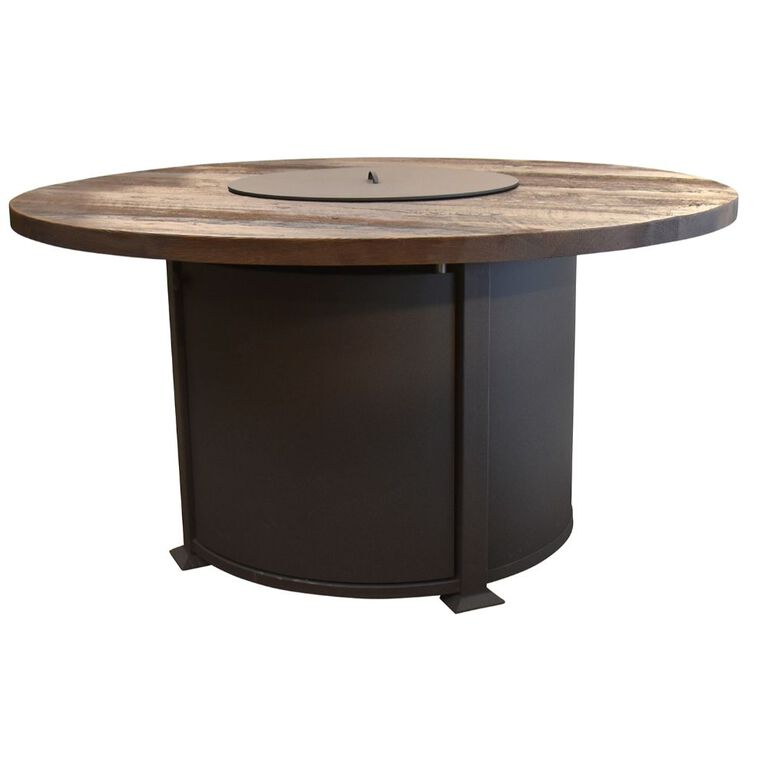Round Timber Top Patio Fire Table
