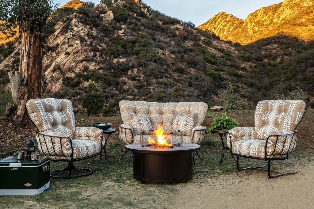 Monterra by OW Lee wrought iron deep seating fire pit collection