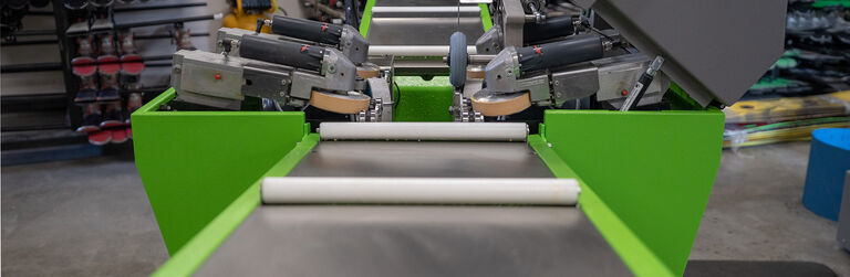 Close up ski tuning machine at Christy Sports