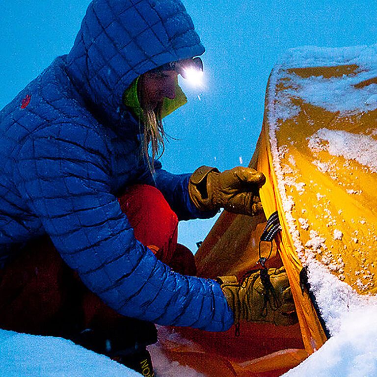 Woman wearing The North Face jacket with Thermoball