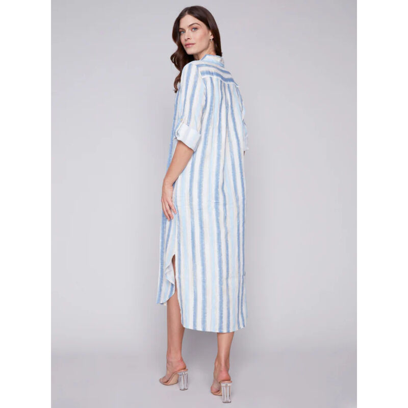 Charlie B Striped Long Linen Tunic Dress Womens image number 1