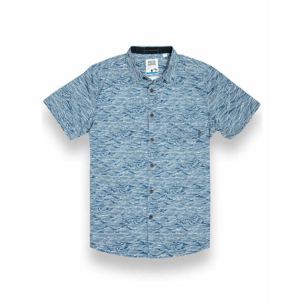 Baja Llama Roll Tides Deep Seas Short Sleeve Button Up Mens