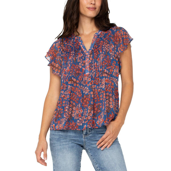 Liverpool Double Layer Flutter Sleeve Blouse Womens