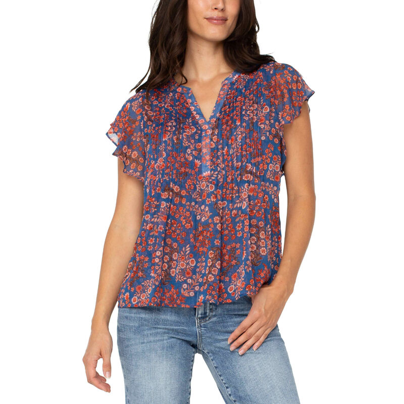 Liverpool Double Layer Flutter Sleeve Blouse Womens image number 0