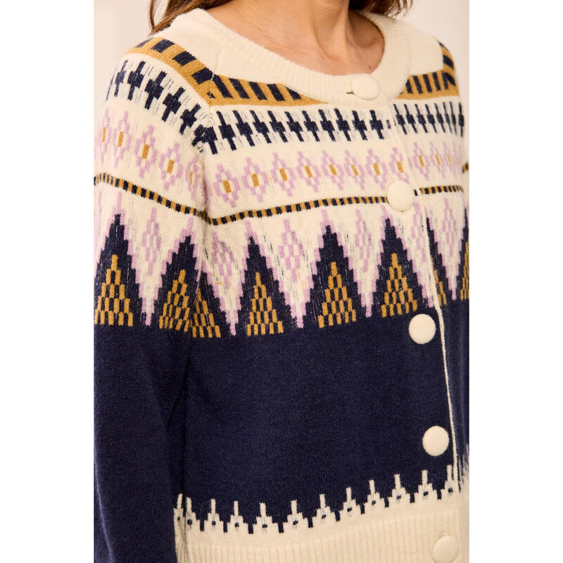 Tribal Fair Isle Button Front Sweater Cardigan Womens image number 2