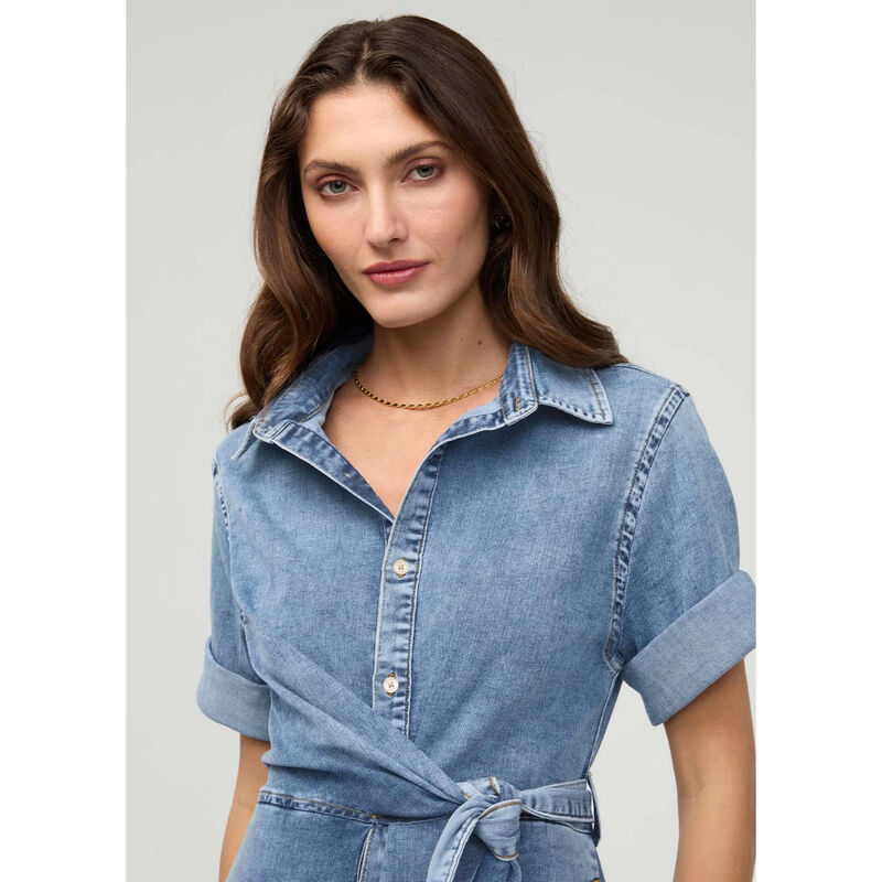 DUER Performance Denim Lite Wrap Shirt Dress Womens image number 4