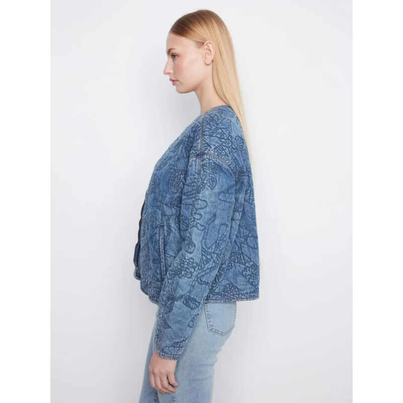 Charlie B Quilted Tencel Denim Bomber Jacket Womens image number 1