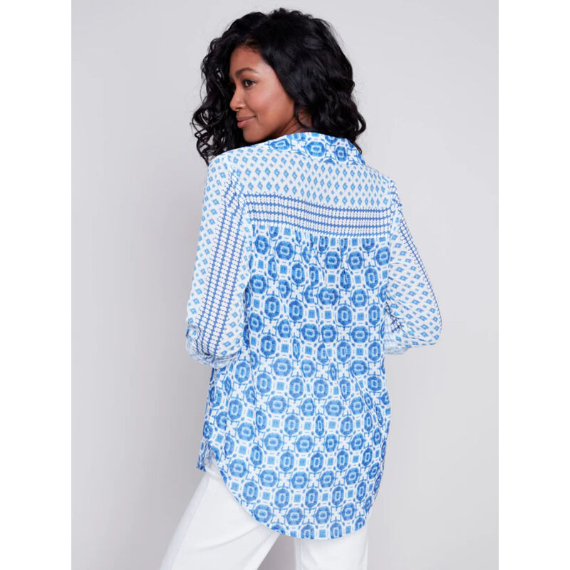 Charlie B Printed Crinkle Georgette Blouse Womens image number 1