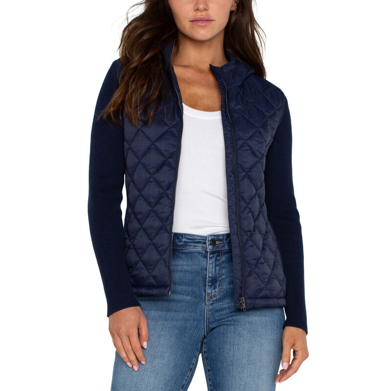 Liverpool Quilted Front Full-Zip Sweater Womens image number 0