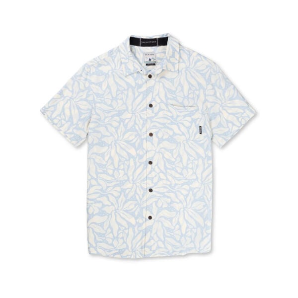 Baja Llama Leaf Me Blue Button Up Mens
