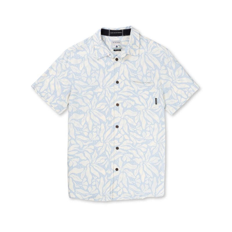 Baja Llama Leaf Me Blue Button Up Mens image number 0