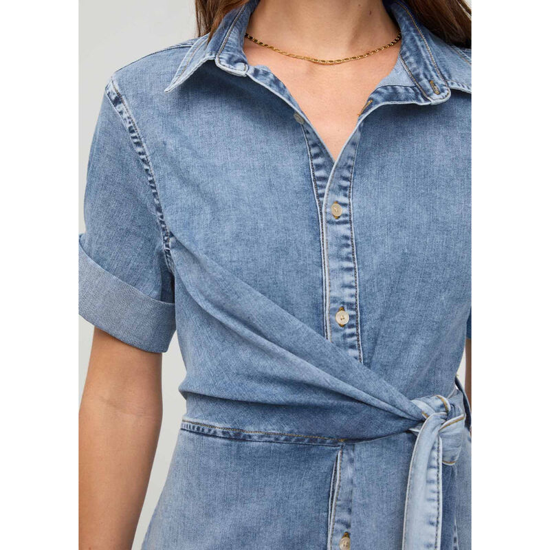 DUER Performance Denim Lite Wrap Shirt Dress Womens image number 3