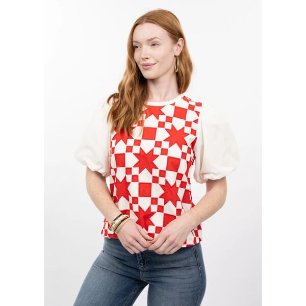 Ivy Jane Quilted Pouf Sleeve Top Womens