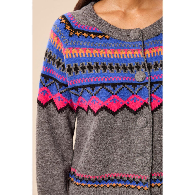 Tribal Fair Isle Button Front Sweater Cardigan Womens image number 2