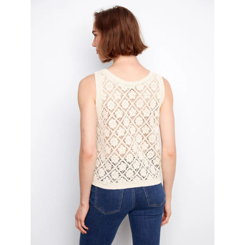 Charlie B Crochet Cotton Sleeveless Vest Womens image number 1