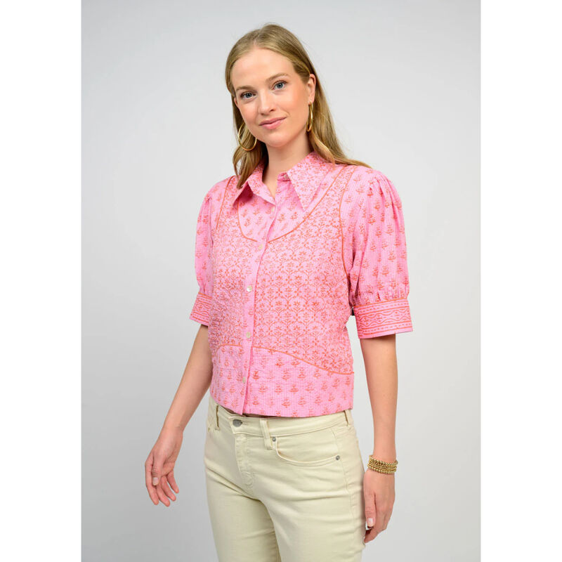 Ivy Jane Pink Kantha Stitched Shirt Womens image number 2
