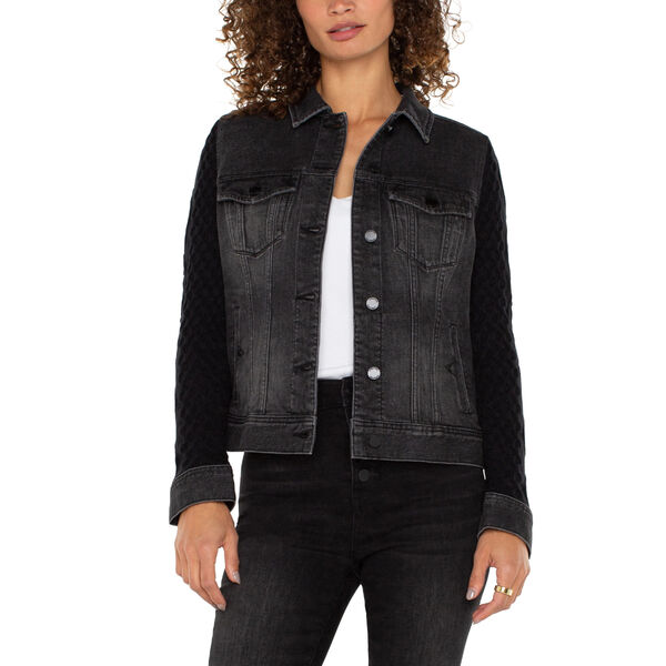 Liverpool Denim Jacket w/ Sweater Sleeves Womens