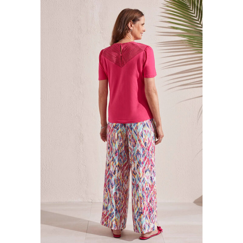 Tribal Short Sleeve Top With Lace Details Womens image number 1