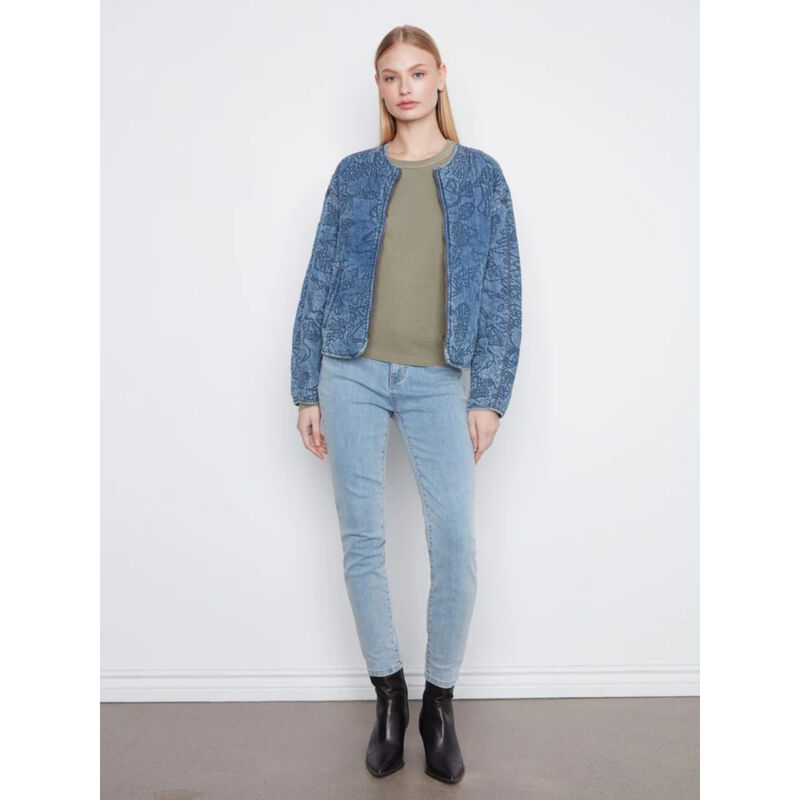 Charlie B Quilted Tencel Denim Bomber Jacket Womens image number 5