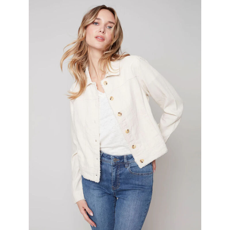 Charlie B Printed Linen Hooded Jacket Womens image number 0