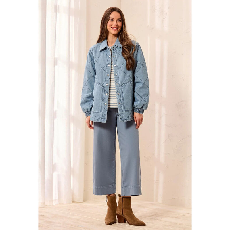 Tribal Quilted Snap Front Soft Denim Jacket Womens image number 3