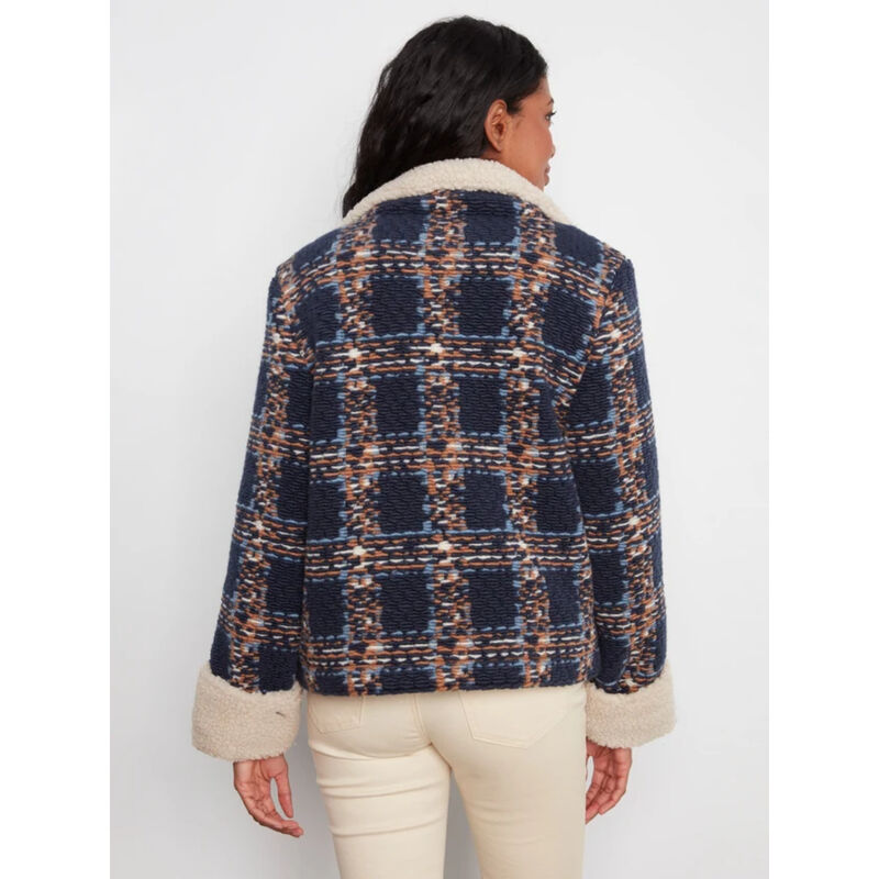 Charlie B Plaid Boucl&eacute; Jacket With Sherpa Trim Womens image number 2