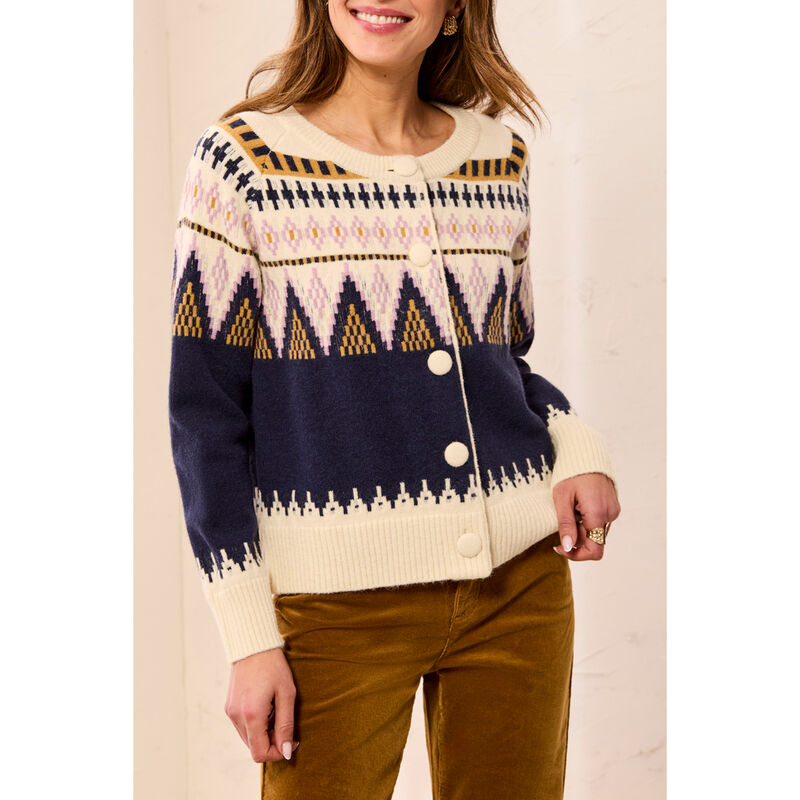 Tribal Fair Isle Button Front Sweater Cardigan Womens image number 0