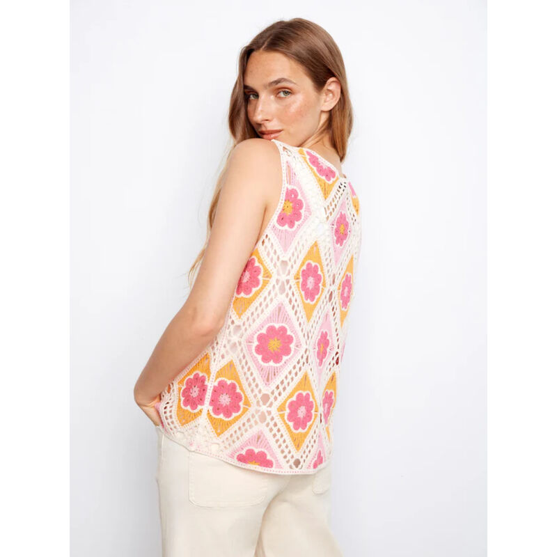 Charlie B Floral Sleeveless Crochet Cotton Blend Top Womens image number 1