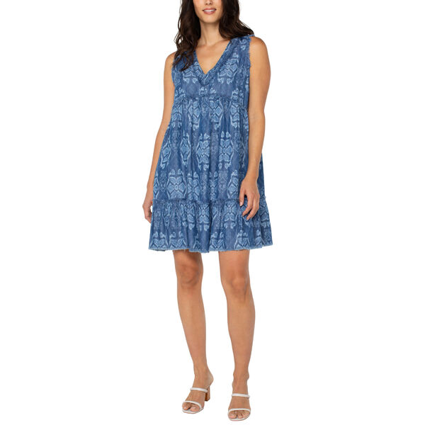 Liverpool Ruffle Fray Dress with Pockets Womens